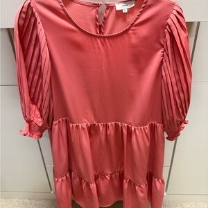 Entro Coral Dress with Pleated Details
